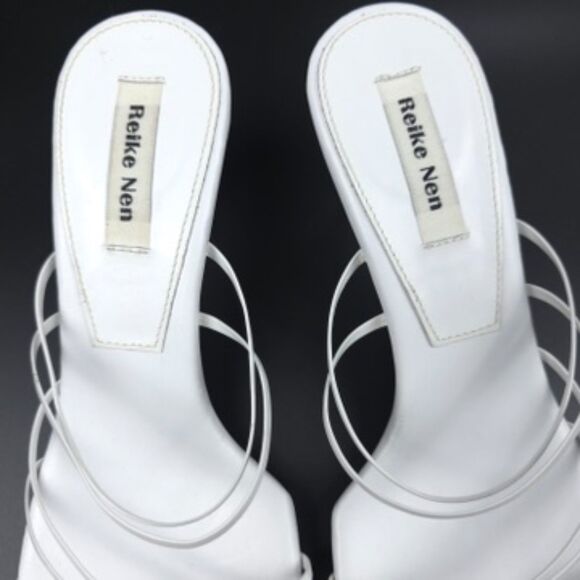 REIKE NEN 5 Strap Wedge Heels White Leather 90s Minimal Y2k Clean Girl Modern 6 - Picture 5 of 12